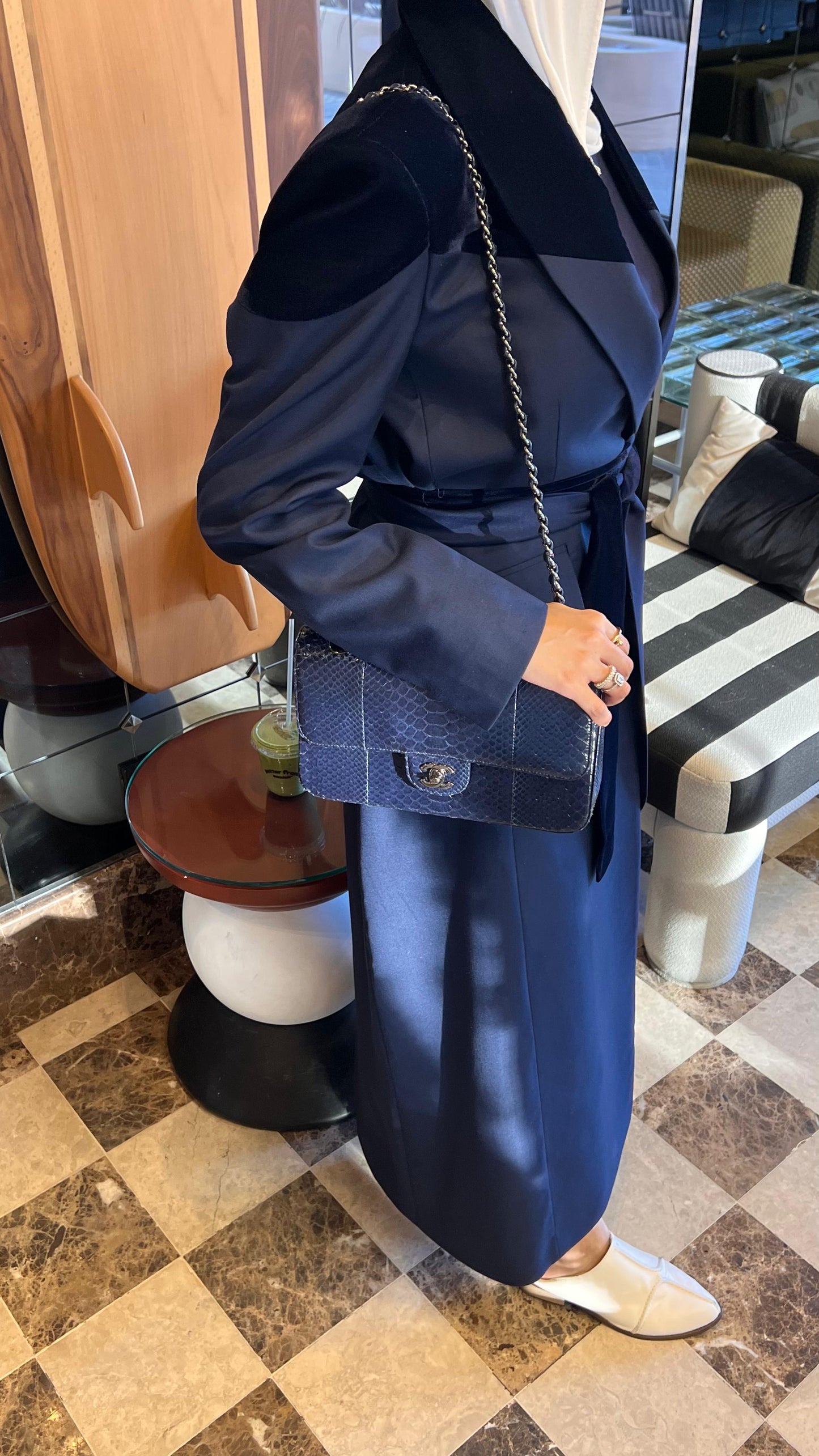 Half velvet blazer