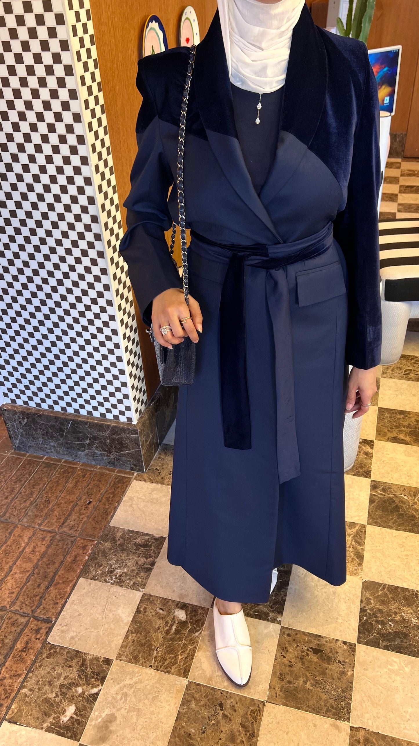 Half velvet blazer